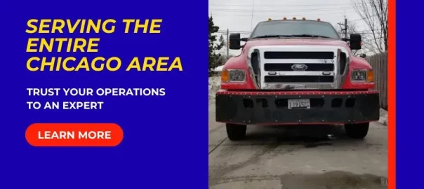 Tow truck parked and ready for towing service and roadside assistance in Chicago, Illinois