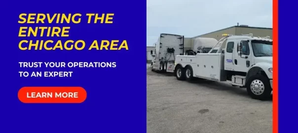 Heavy duty tow truck staged for towing and recovery service in Chicago, Illinois